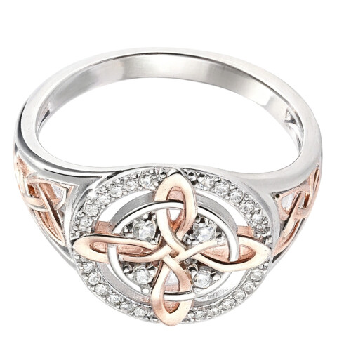 Perfect Fit Geometric Two Tone Copper Zircon Ring Size-8