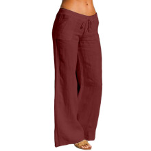 Pants for Women Drawstring Loose Fit Casual- deepred XXL