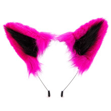 Bandeaux confortables en fourrure avec oreilles de-Rose rouge