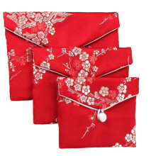 Brocade Vintage Styles Jewelry Pouch Multi Compartment-Red