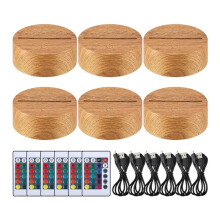 6 Sztuk BożE Narodzenie 3D Nocna Podstawa Lampy LED Prezent 16 KoloróW Podstawa WyśWietlacza LED z Pilotem Kabel USB Podstawa Lampy