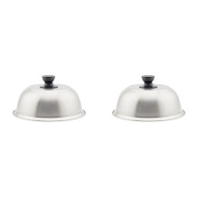 2X Grill Dome Cover Stainless Steel Burger Cover Round Pot Lids Cover for Cookware Kitchen Burgers Barbecue Steaks