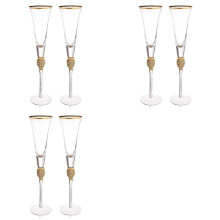 6Pcs Crystal Gold Rimmed Wine Glasses Set Elegant Diamond Decorative Long Stem Champagne Flutes Cocktail Glass Gifts B
