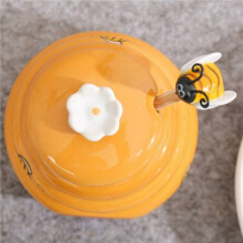 2X Ceramic Beehive Honey Pot and Wooden Dipper Honey Jar with Lid Honey Stir Bar for Honey Jar Supplies Kitchen