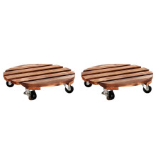 2X Plantenkar met Wielen, Robuust Plantenrek, Rond met Metalen Vergrendelbare Wielen, Geschikt voor Gebruik Binnen/Buiten