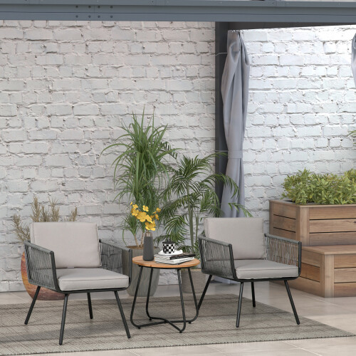 Outsunny Muebles de Ratán Gris 61 x 64 x 64 cm 2