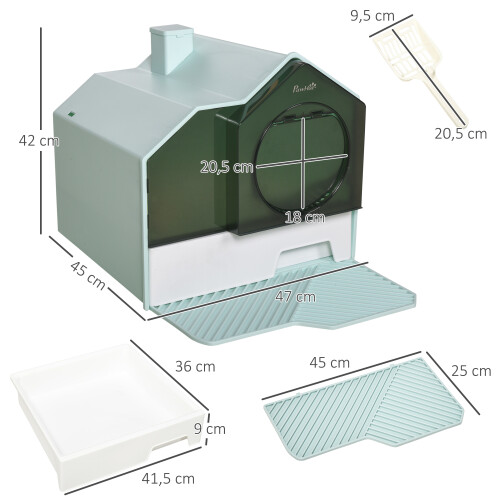 PawHut Caja de Arena Azul 47 x 45 x 42 cm 1
