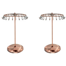 2pcs 13.3 Inch Black Metal Rotating Jewelry Stand Organizer for Necklaces and Bracelets B