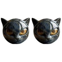 Dekorativ Kattstenfigur med Harts, Katthuvud, Läkande Stentextur, Kattsten, Minnessak, Present, Kontorsskrivbord, Kattdekoration