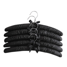 15 Inch Large Satin Padded Hangers,Silk Hangers for Wedding Dress Clothes,Coats,Suits,Blouse (Black,5 Pack)