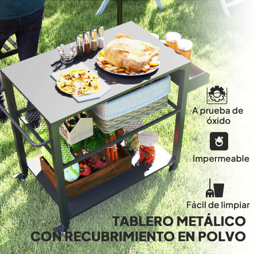 Outsunny Carrito de Parrilla Negro 105 x 50 x 79 cm 1