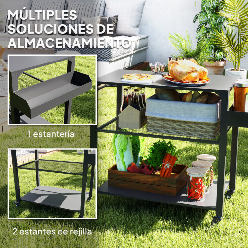 Outsunny Carrito de Parrilla Negro 105 x 50 x 79 cm 2