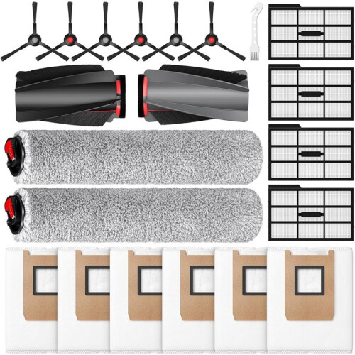 E25 E28 Accessories for  E25 / E28 Robot Vacuum, Replacement Parts Include Dual Main Roller Brushes,Mopping Rollers