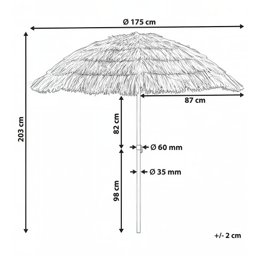 Beliani Market Parasol 175 cm CIVETTA Natural 2