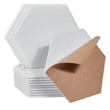 18 Pack Self Adhesive Soundproof Panels,12x10x0.4In Hexagon Acoustic Panels,for Recording Studio,Office,Home,White