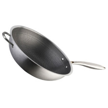 Deep Frying Pan Wok Stainless Steel Silver 1pcs