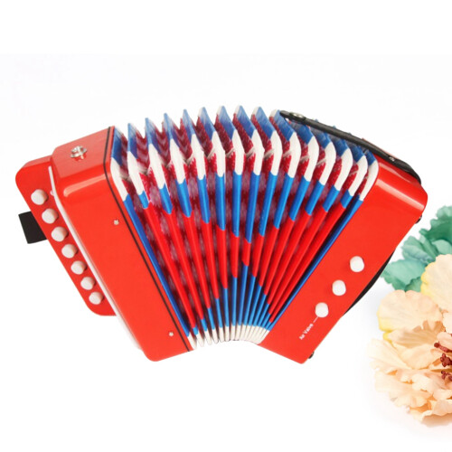 Percussion Button Accordion Musical Instrument Educational Toy Red 1