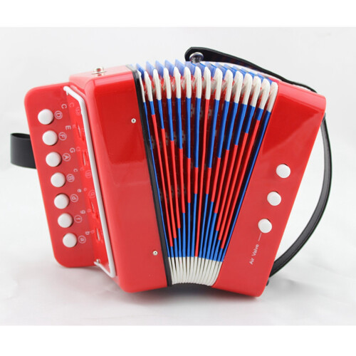 Percussion Button Accordion Musical Instrument Educational Toy Red 2