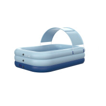 Large Automatic Inflatable Swimming Pool with Shaded Hood, Thick Durable Fabric, Family Outdoor Use