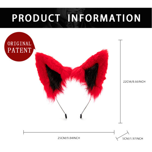 Lightweight Wolf Ears Furry Headbands Accessories For-Blue 2