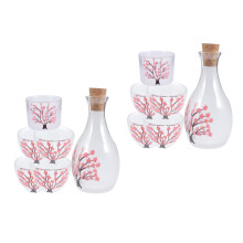 2Sets Transparent Glass Sake Cup and Bottle Set for Home Use