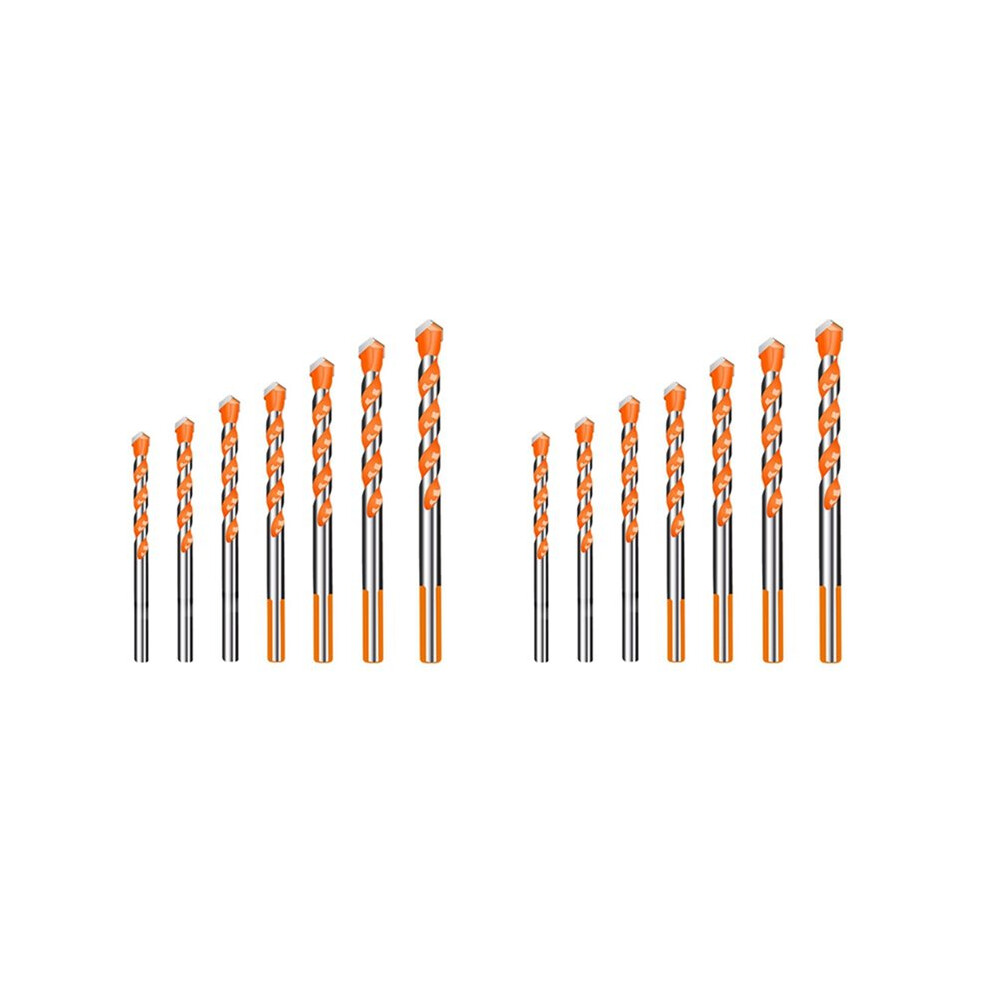 14Pcs Drill Bits,Concrete Drill Bit, Drilling And Punching Work Kit For Ceramic Tile, Concrete, Brick, Glass 6031735470817