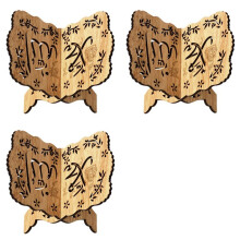 3X Kuran Quran Koran Holy Book Stand Holder, Wooden Eid Al-Fitr Shelf for Islamic Books and Bible Reading