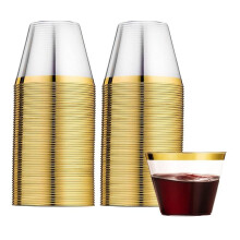 Goudomrande Plastic Bekers, Plastic Bekers Herbruikbare Drinkbekers Feest Wijnglazen voor Champagne Cocktail Martini