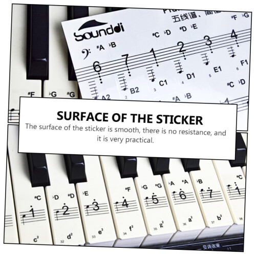 Removable Piano Key Stickers for Beginners, Easy Apply Labels for Fast Note Recognition and Learning 2