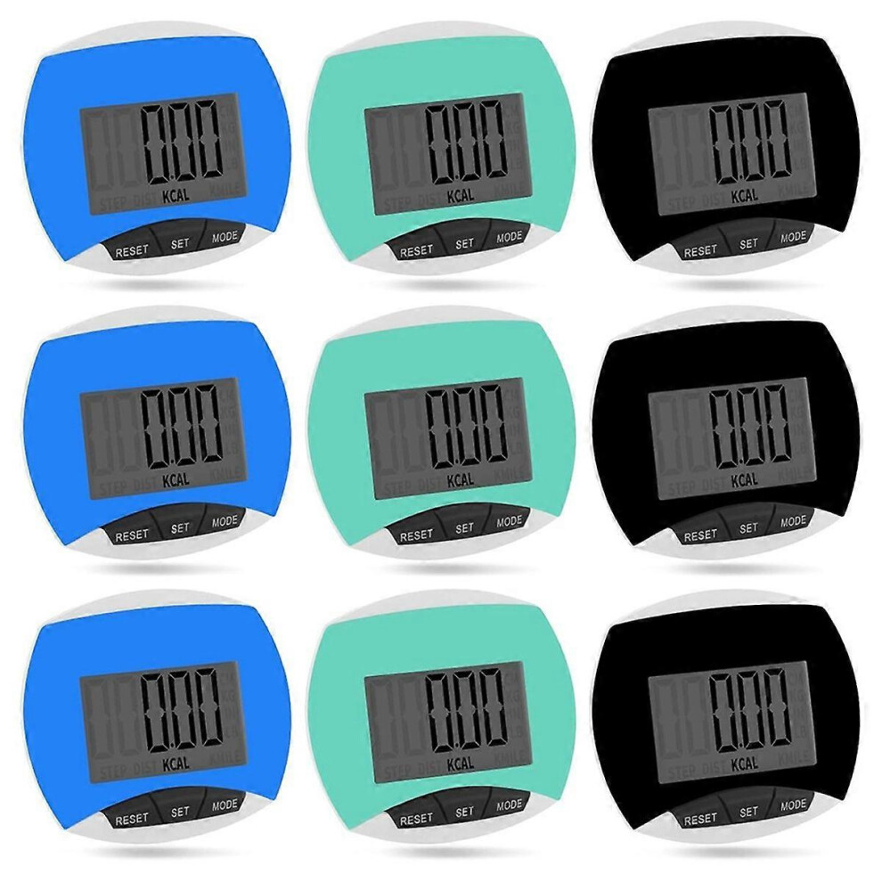 9-Piece Set of Simple Pedometers, Compatible with Walking Step Counting, Portable Clip-On Pedometer for Recording Calories