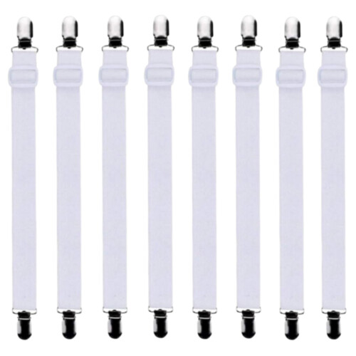 Tensor de cearșaf reglabil alb, 8 buc., 30-120 cm, pentru saltea