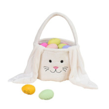 Weißer Osterkorb mit Hasenohren und Henkel, Nest zum Befüllen, perfekt für Kinder und Leckereien