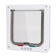 Electronic microchip cat flap, Compatible with brown cat and small dog cat flap with screw kits, White, Medium