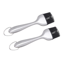 2pcs Silicone Basting Brush Set with Stainless Steel Handle, Heat Resistant BBQ Oil Brush for Grilling