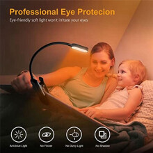 LED Rechargeable Book Lamp, Suitable for Bed Reading,Eye Care 3-Color Temperature, Small Light Clip- Book Reading Lamp