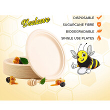 200 Pack 7in Compostable Disposable Round Bagasse Paper Plates,Biodegradable Sugarcane Fibre