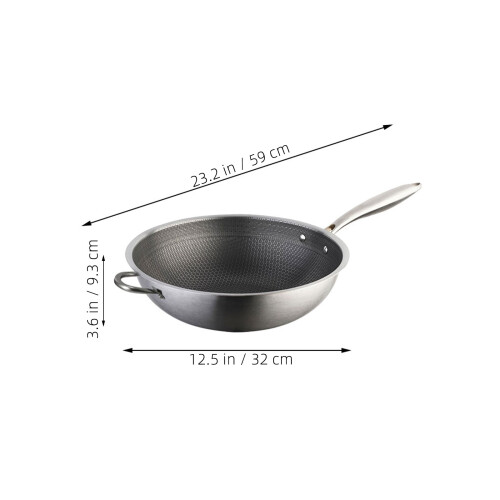 Deep Frying Pan Wok Stainless Steel Silver 1pcs 1