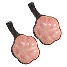 2 Pcs Pink Ceramic Brush Holder and Flower Shape Calligraphy Ink Dish, 2 in 1 Spill Resistant Design