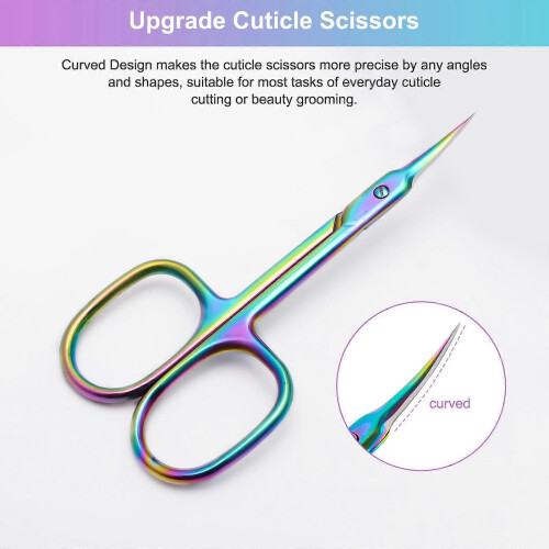 Cuticle Scissors Extra Fine Curved Blade Professional Manicure Scissors with Precision Tip Colorful 2