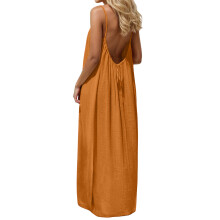 Women's Strap Backless Loose-fitting Resort Long Dress-9 XXXL