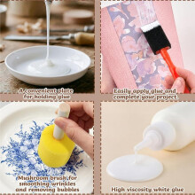 19 Pcs Essential Decoupage Tool Set 4.1oz Glue Foam Paint Round Sponges Brush Plate Wooden Handle Roller for DIY Project