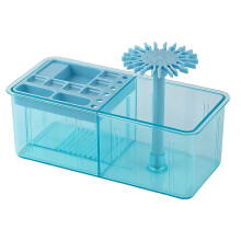 2 in 1 Acrylic Paint Brush Holder and Cleaning Cup for Artists with Clear Design and Quick Drying Rack