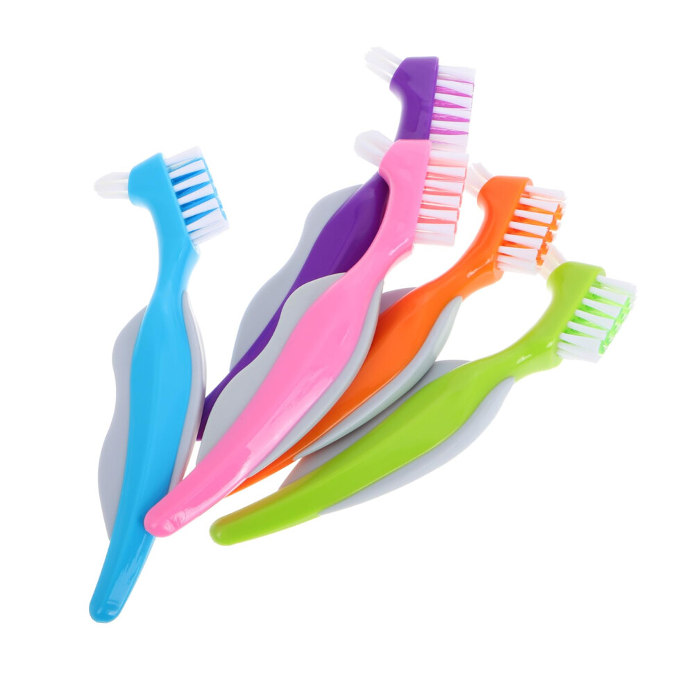 5pcs Denture Toothbrush Set, DoubleSided Soft Bristles for Gentle Cleaning, TravelFriendly
