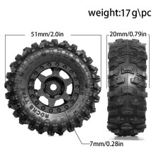 8pcs 51mm 1.0inch Beadlock Wheel Tire Set for 1/18 1/24 RC Crawler Car TRX4M SCX24 AX24 FCX24 Upgrade Parts Accessories