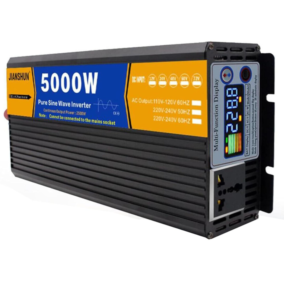 5000W Pure Sine Wave Power Inverter 12V To 110V Solar Inverter With Lcd Display And Dual Ac Outlets 9771547020547