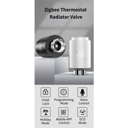 Black Friday Tuya ZigBee actuator inteligent pentru radiator TRV valvă termostatică programabilă cu aplicație controlată de la dist 1