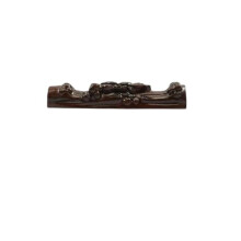 2Pcs Ceramic Calligraphy Brush Holder Set with Ebony Paperweight, Chinese Brush Rest for Home or Office Desk
