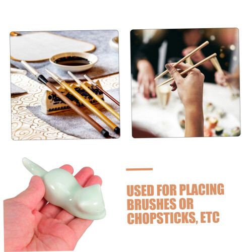 6pcs Ceramic Cat Brush Holder Set Calligraphy Brush Rest Keeps Brushes Organized and Protects Tips 2