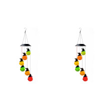 2X Halloween Pumpkin Solar Wind Chimes Pumpkin Solar Lights Wind Chimes Waterproof Hanging Pumpkin String Lights