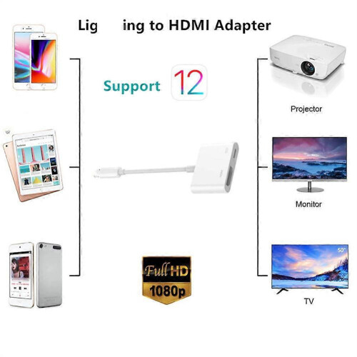 Προσαρμογέας HDMI συμβατός με iPhone, ψηφιακός προσαρμογέας AV 1080p για iPhone σε τηλεόρ 2